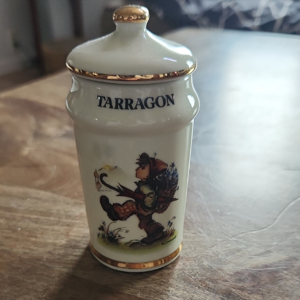 Hummel Cream and Gold Spice Jar - Tarragon